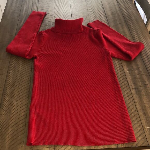 Lands’ End Cotton Blend Turtle🐢neck Elastane for Stretch. Deep Red Small is 6-8 - Picture 3 of 17